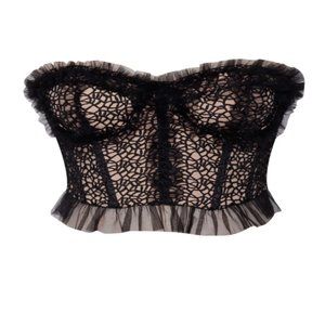 Orah Black Mesh and Lace Corset Top